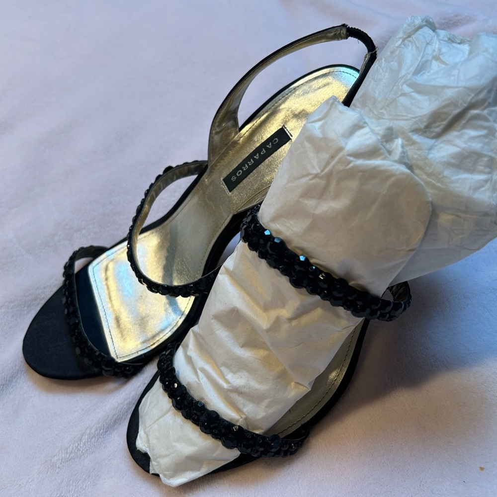 Caparros Black Stiletto Heels with Strappy Design